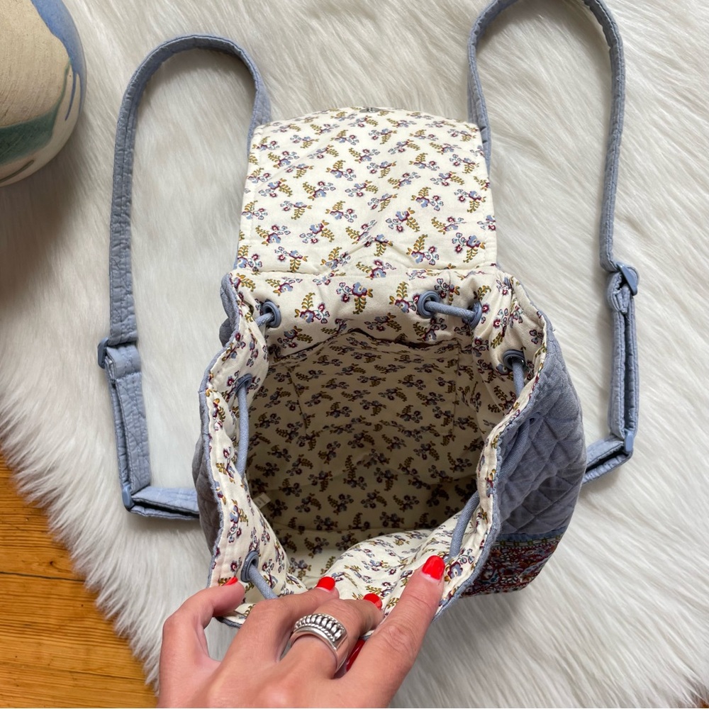 Vera Bradley Light Blue Quilted Paisley Accent Backpack - Picture 14 of 16